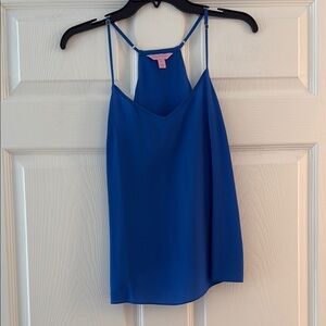 Blue Silk Lilly Pulitzer spaghetti strap solid tank